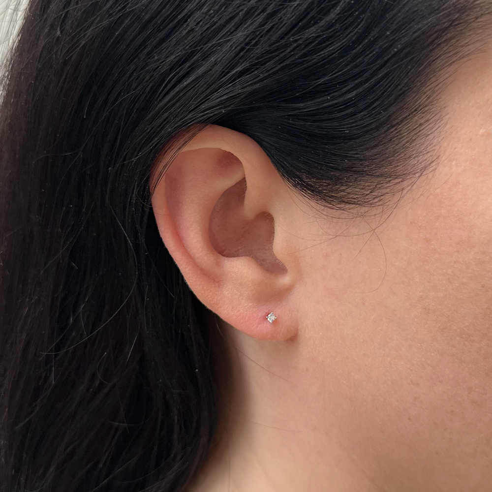 sterling silver aira 2mm stud on model 