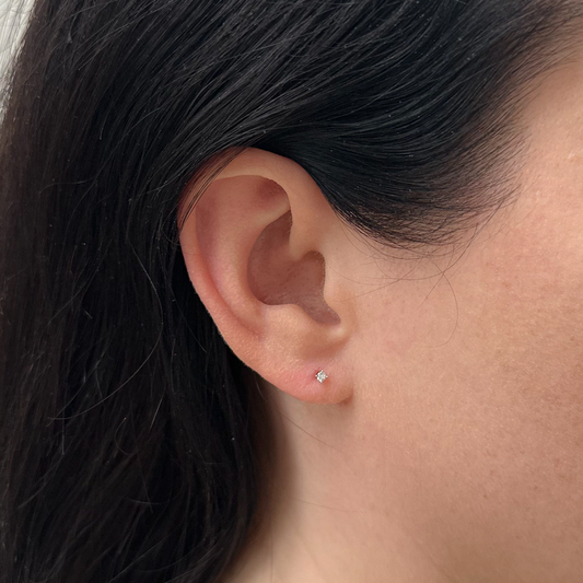 sterling silver aira 2mm stud on model 